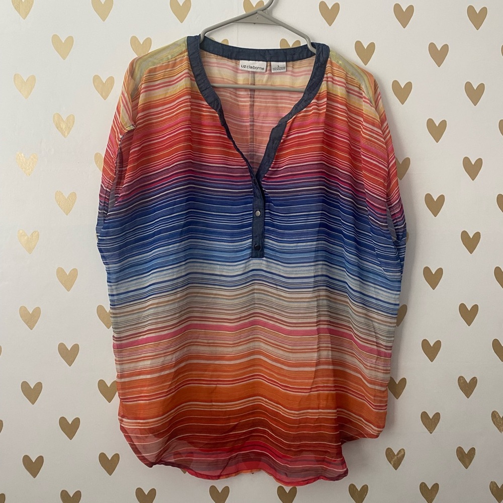 Liz Claiborne rainbow striped blouse